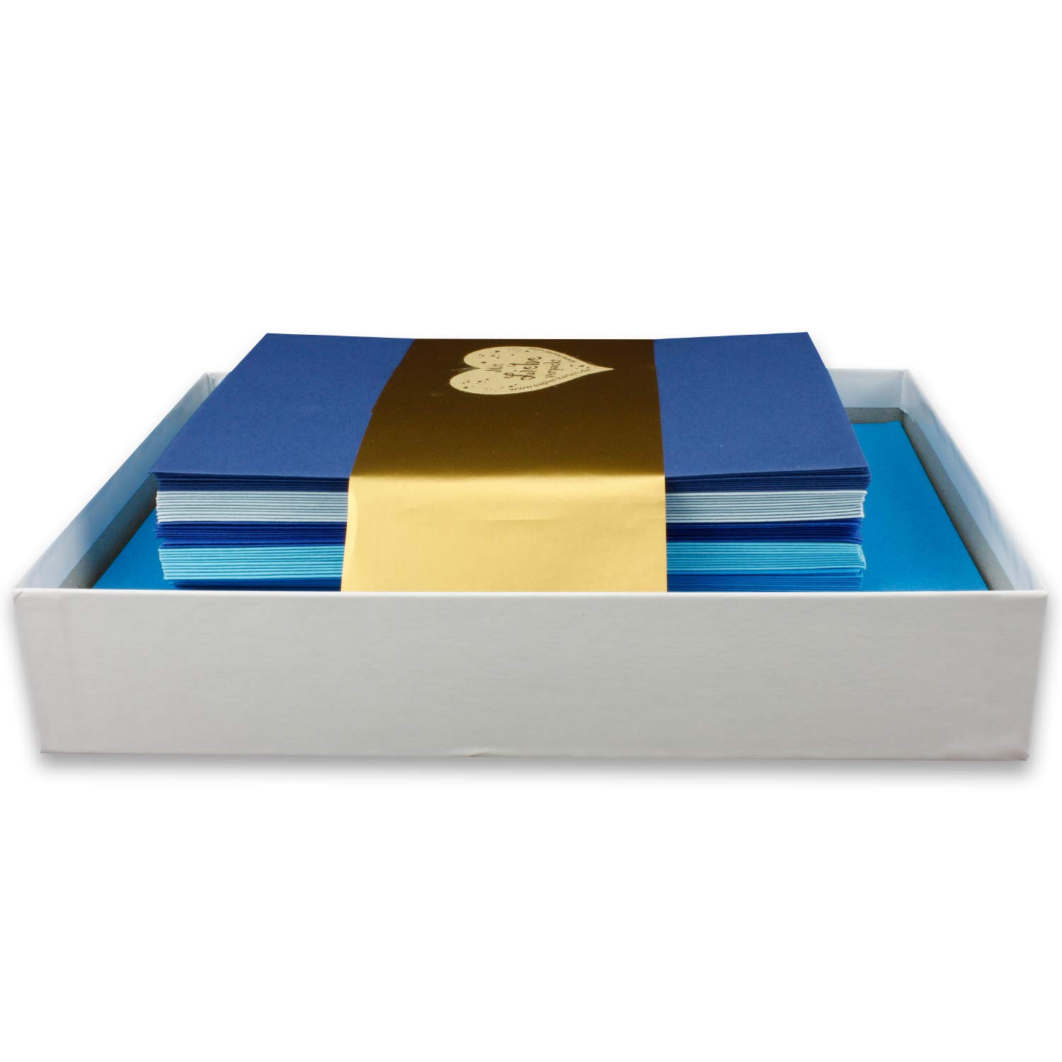 50x Coloured cards blank with matching envelope and inserts in white in DIN A6 DIN C6 - Blue colours ideal for invitations and gifts