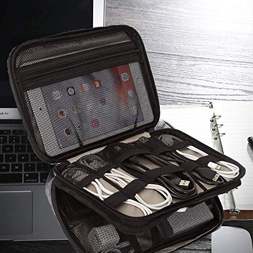 2 Layer Electronic Organizer Bag,Travel Universal Cable Organizer Electronics Accessories Cases for Cable,Charger, Phone,USB,SD Card,Grey by YCOCO
