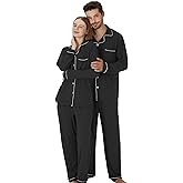 PJGGZ Matching Pajamas for Couples, Button Up Pjs Set for Men and Women Soft Warm Loungewear
