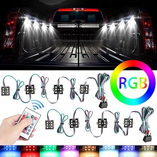 Marketworldcup 8Pcs LED Rock Lights Truck Bed Under Body LED Lighting RGB Control+IR Remote