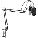 Neewer NW-700 Professional Studio Broadcasting Recording Condenser Microphone & NW-35 Adjustable Recording Microphone Suspension Scissor Arm Stand with Shock Mount and Mounting Clamp Kit