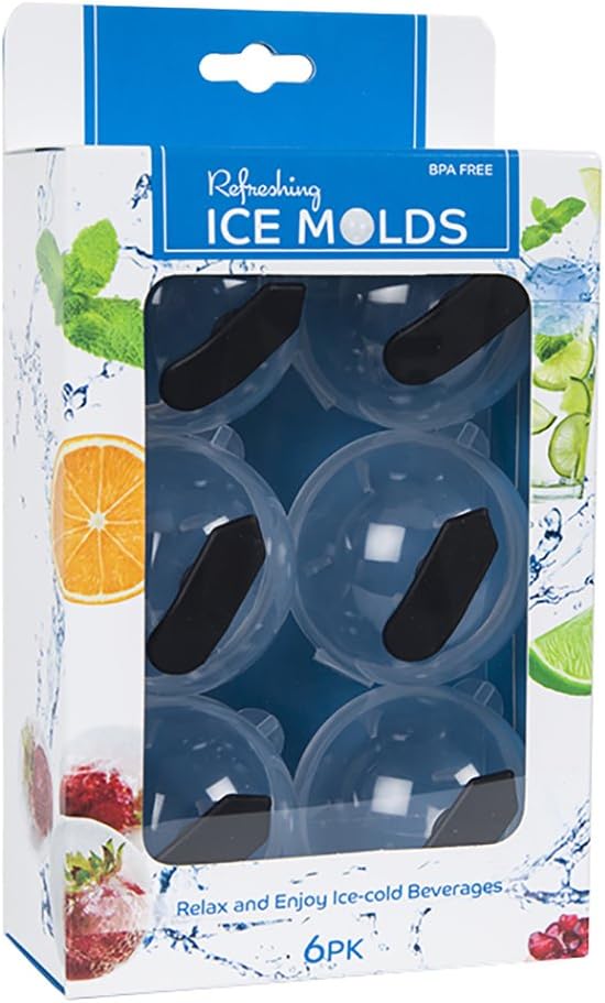 EvriholderRefreshing Ice Molds, Ice Ball Makers, Ice Sphere Molds, Pack of 6