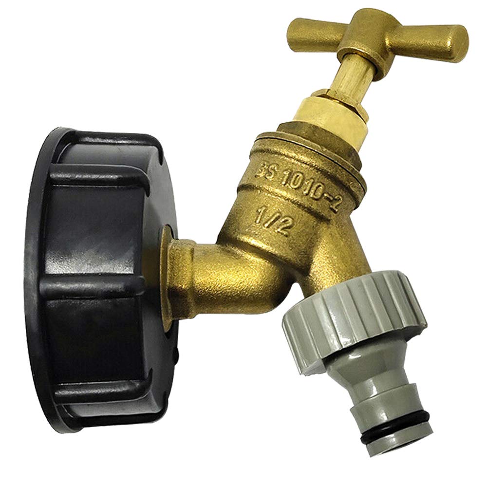 IBC Tank Adapter Coarse Thread S60x6 to Brass Garden Tap with 1/2" Hose Fitting Oil Fuel Water