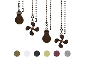SUR-CIEL 4PCS Ceiling Fan Pull Chain, Fan Pull Chain Extension, Ceiling Fan Pull Chain Ornaments, Fan Pull Chain Replacement with 12 inches 3mm Diameter Ball Bead Chain, Red Bronze