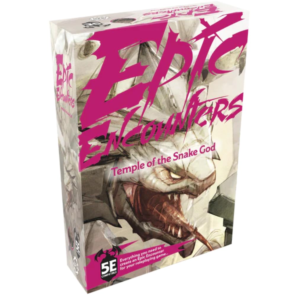 Epic Encounters: Temple of the Snake God RPG Fantasy Roleplaying Tabletop Game with HUGE Boss Miniature, Double-Sided Mat, & Master Adventure Book with Monster Stats, 5E Compatible