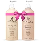 Hairitage Gentle Daily Moisture Shampoo and Conditioner Set - Split End + Bond Strengthening for Dry, Damaged Hair with Jojoba Oil - Anti-Frizz and Color Safe - Cherry + Amber Scent (21oz. 2-pack)