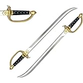 QUEQUAQUI Set of Two 30-Inch Foam Pirate Cutlass Swords - Perfect for Cosplay, Roleplaying, and Halloween Costume Props. Safe and Durable Training Sword