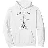 C'est La Vie Paris Lovers Vintage Eiffel Tower Paris France Pullover Hoodie