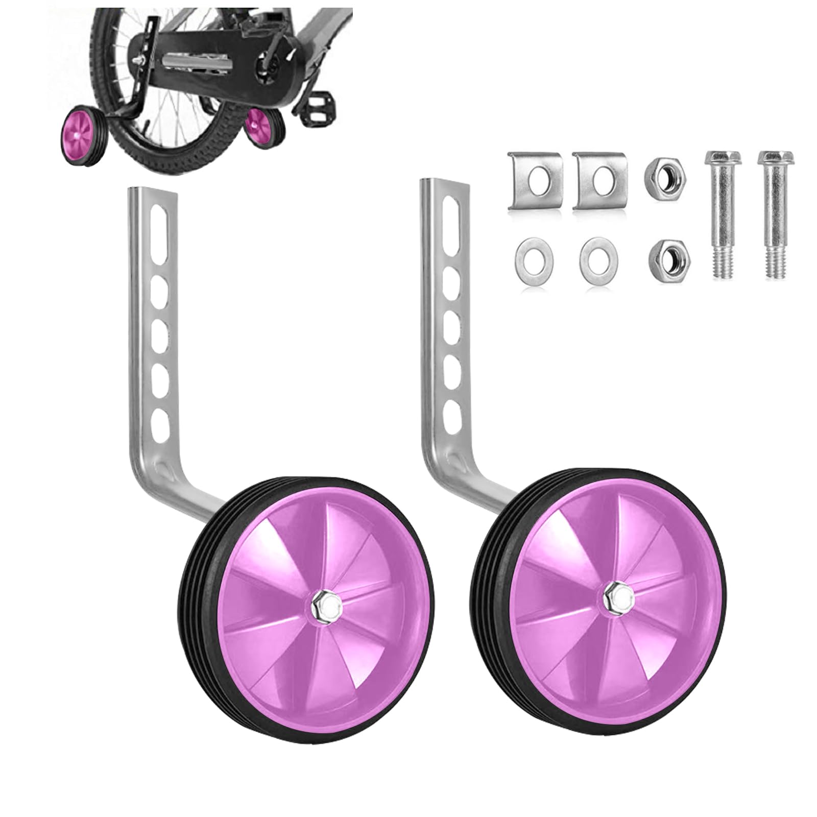 Stabilisers for Bike, 2 Pack Training Wheels for Bike Stabilisers for Bicycle 12 14 16 18 20 Inch Single Speed, Pink