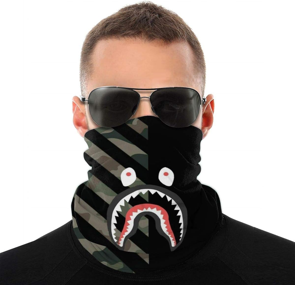 B-ape Shark Blood Multifunctional Magic Scarf Bandana Anti-UV Face Shield Sports Wristband for Workout Outdoor Activities