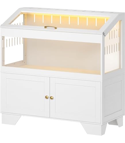 HOOBRO Large Acrylic Hamster Cage With Storage Cabinet & LED Lights – 39.4x18.9x42.5 Inch Enclosure For Hedgehogs, Gerbils