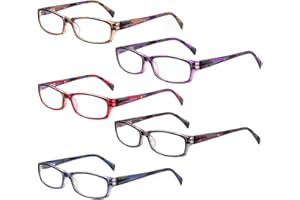 Henotin 5-Pack Reading Glasses Blue Light Blocking Anti Eyestrain Computer Reading Glasses for Women and Men Readers (5 Pairs Mix Color, 2.00)