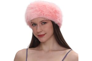 Fancylovesotio Womens Faux Fur Headband with Elastic Band Ear Warmer Earmuff for Cold Weather Furry Costume