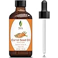 SVA Carrot Seed Oil - 4 Fl Oz – 100% Natural Cold Pressed Carrot Oil - for Face, Skin Care, Hair Care, Scalp Massage & Body M