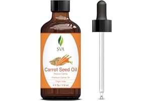 SVA Carrot Seed Oil - 4 Fl Oz – 100% Natural Cold Pressed Carrot Oil - for Face, Skin Care, Hair Care, Scalp Massage & Body M