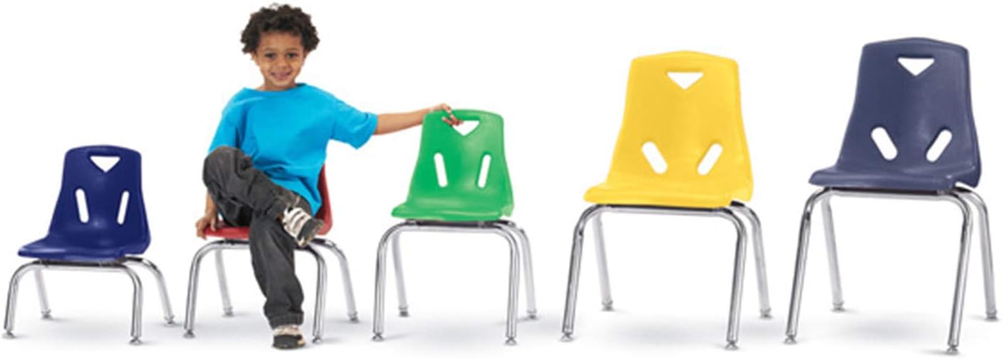 Jonti-Craft 8140JC6003 Berries Stacking Chairs with Chrome-Plated Legs, 10" Height, Blue, Pack of 6: Industrial & Scientific