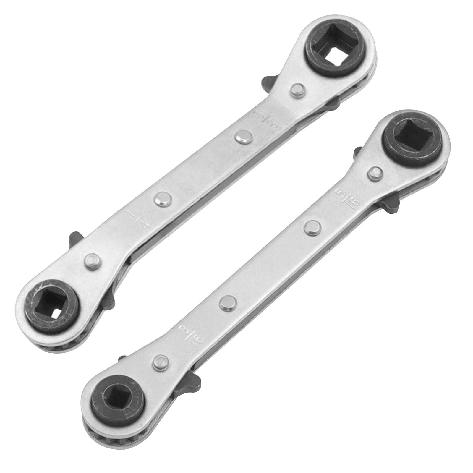 NIYATA 2Pcs HVAC Service Wrench Set,Reversible Ratchet Spanner Multi Ratchet Spanner 1/4" 5/16" 3/16" 3/8" Size for Equipment,180°Double Head 16-Teeth