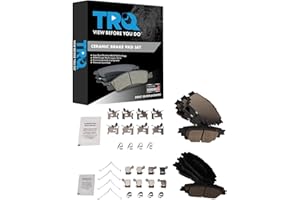 TRQ Front and Rear Brake Pad Set Ceramic Hardware Compatible with 2019-2022 Toyota Corolla