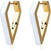 TaYolnFaSo 18k Gold Plated Enamel Triangle Hoop Earrings for Women Geometric Huggie Earring Triangle Jewelry Mother's Day Birthday Gift for Mother Grandmother
