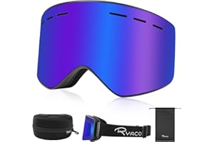 Ryaco Ski Snowboard Goggles, OTG Anti Fog Interchangeable Magnetic Lens, 100% UV Protection, for Men Women Youth Adult