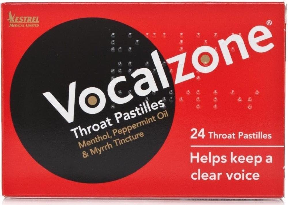 Vocalzone 24 Throat Lozenges Vocal Care, White, 24 Count (Pack of 1)