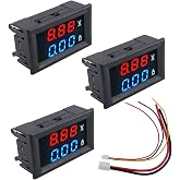SIPYTOPF 3 Pack 0.28" LED Digital Voltmeter Ammeter DC 100V 10A | Voltage Current Tester Red and Blue Digital Multimeter Display Volt Meter Gauge