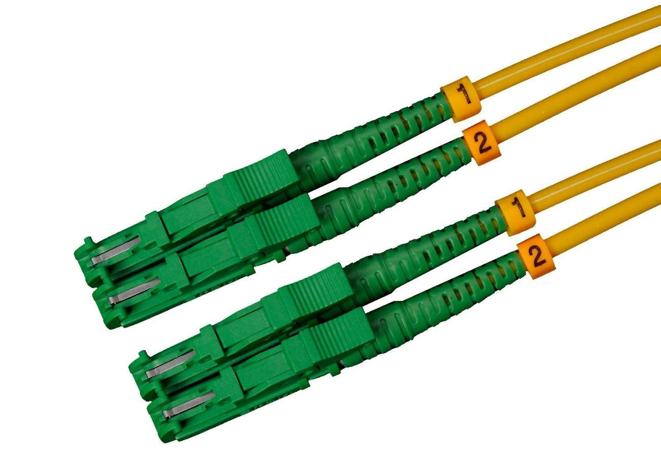 CONBIC LWL fiber optic cable – 3m OS2 yellow, E2000/APC to E2000/APC connector, duplex 9/125 patch cable – fiber optic cable 3 meters