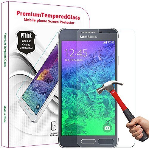 Galaxy Alpha Screen Protector, PThink Premium Tempered Glass Screen Protector for Samsung Galaxy Alpha with 9H Hardness/Anti-scratch/Fingerprint resistant (Samsung Galaxy Alpha)