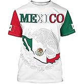 BJQ Mexico T-Shirt Mexican Flag Shirt Unisex Round Neck Short Sleeve 3D T-Shirt Top