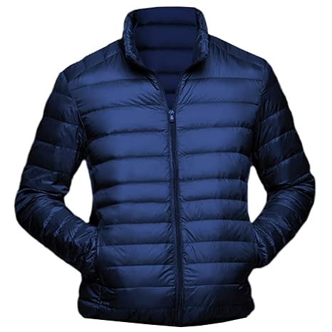 Herren Mikro-Daunen-Jacke Navy - Echt-Daunen-Jacke blau, Ultraleicht, inkl. Transportbeutel