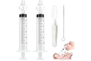 Aolso Baby Nasal Irrigator, 2PCS Nasal Syringe for Baby, Syringe Nasal Irrigator with Tweezers & Cleaning Brush, Baby Nasal Aspirator with Silicone Nasal Suction Tips Portable Baby Nasal Syringe