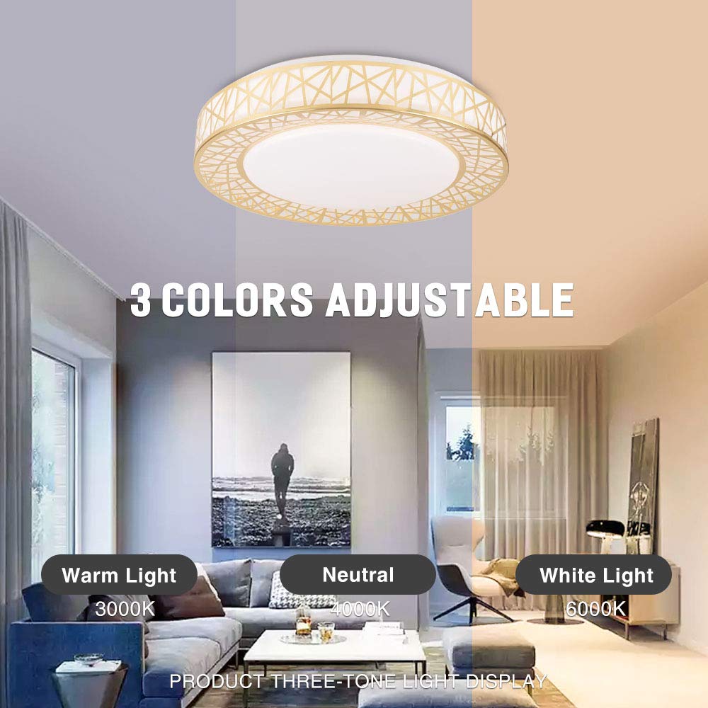 Neporal LED Ceiling Light Fixture,16 Inch-30W-Flush-Mount-Ceiling-Light,3 Color Temperature Light Fixtures Ceiling for Bedroom,Kitchen,Living Room