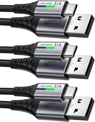 Cable USB C, 3-Pack [2m+2m+0,5m] QC 3,1A Carga Rapida USB C Cargador