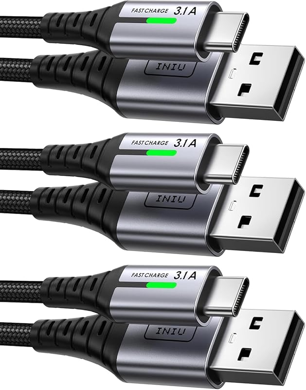 Cable USB C, 3-Pack [2m+2m+0,5m] QC 3,1A Carga Rapida USB C Cargador