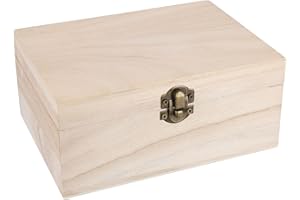 Wooden Storage Box Paulownia Craft Box with Hinged Lid Strong Latch Smooth Finish for Keepsakes Wedding Jewelry Multiple Size