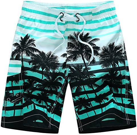 Shutiaoo Men Summer Pirnting Swimwear Quick Dry Beach Board Shorts green XXXL