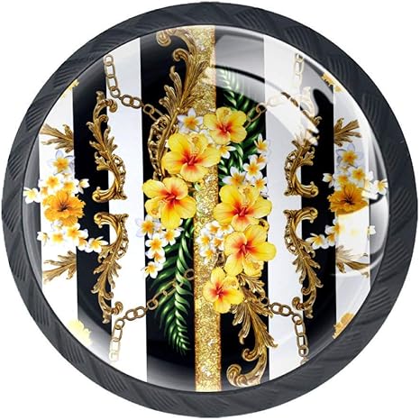 Flores tropicales barrocas 4 Piezas Perilla del Cajón del Gabinete