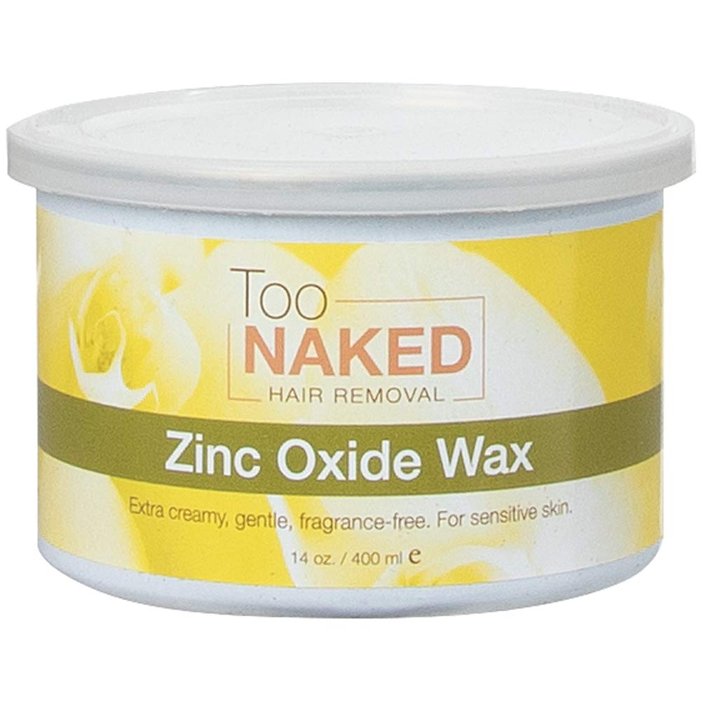 Too Naked Hair Removal Zinc Oxide Wax for Sensitive Skin, Extra Creamy, Non-Transparent Salon Wax, Fragrance-Free, 14 oz.