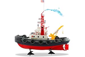 POCO DIVO US Seaport Super Work Boat RC Tugboat 2.4Ghz Radio Control Tug Boat Tow Model 23" Harbor Fire Fighting Ship Rescue Spurt Water Fireboat