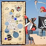 Pirate Bean Bag Toss Game Pirate Treasure Hunt Toss Games with 3 Bean Bags, Pirate Theme Party Decorations and Supplies