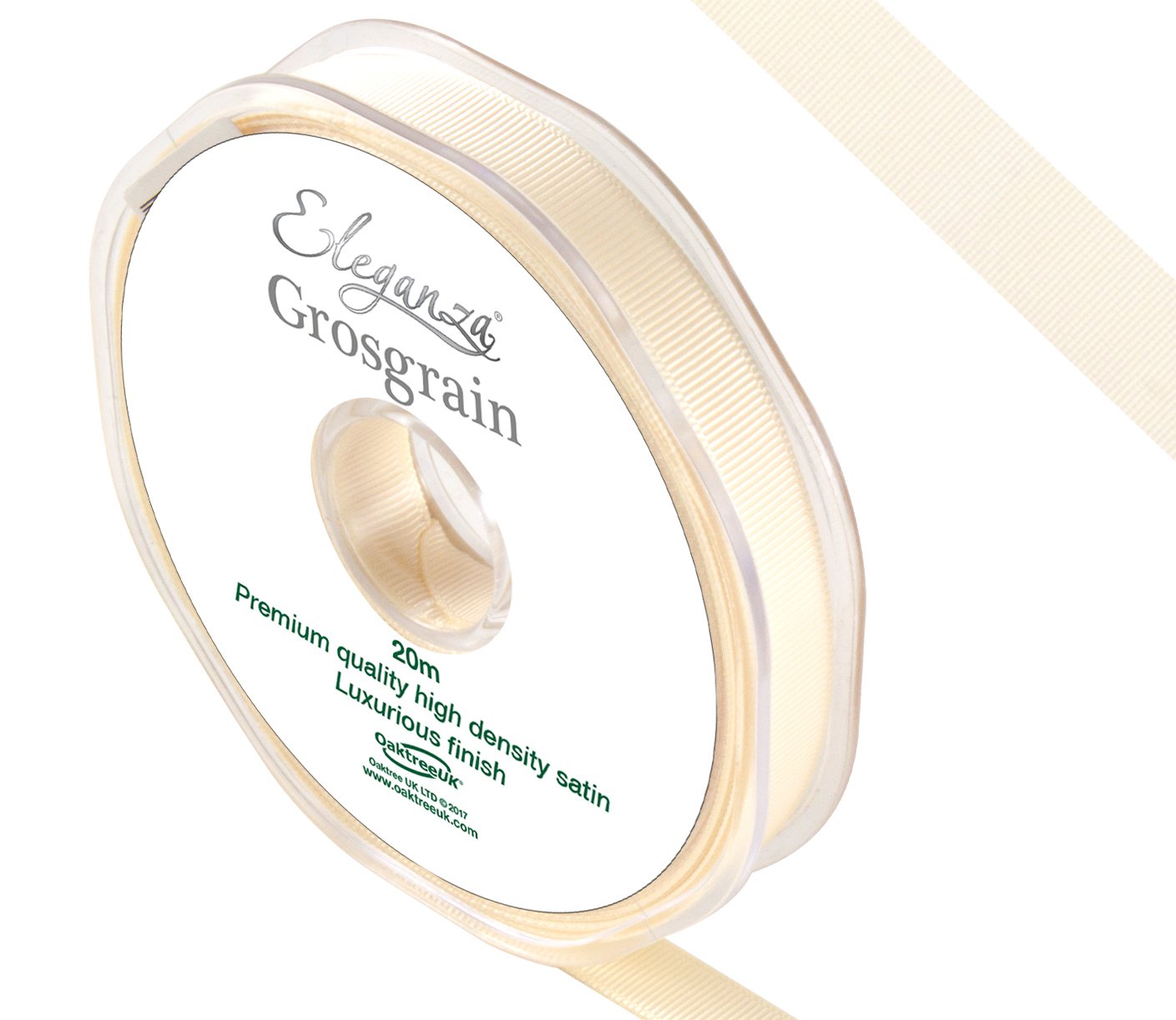 ELEGANZA Premium Quality Grosgrain Ribbon, Satin, Ivory, 11 x 11 x 1 cm