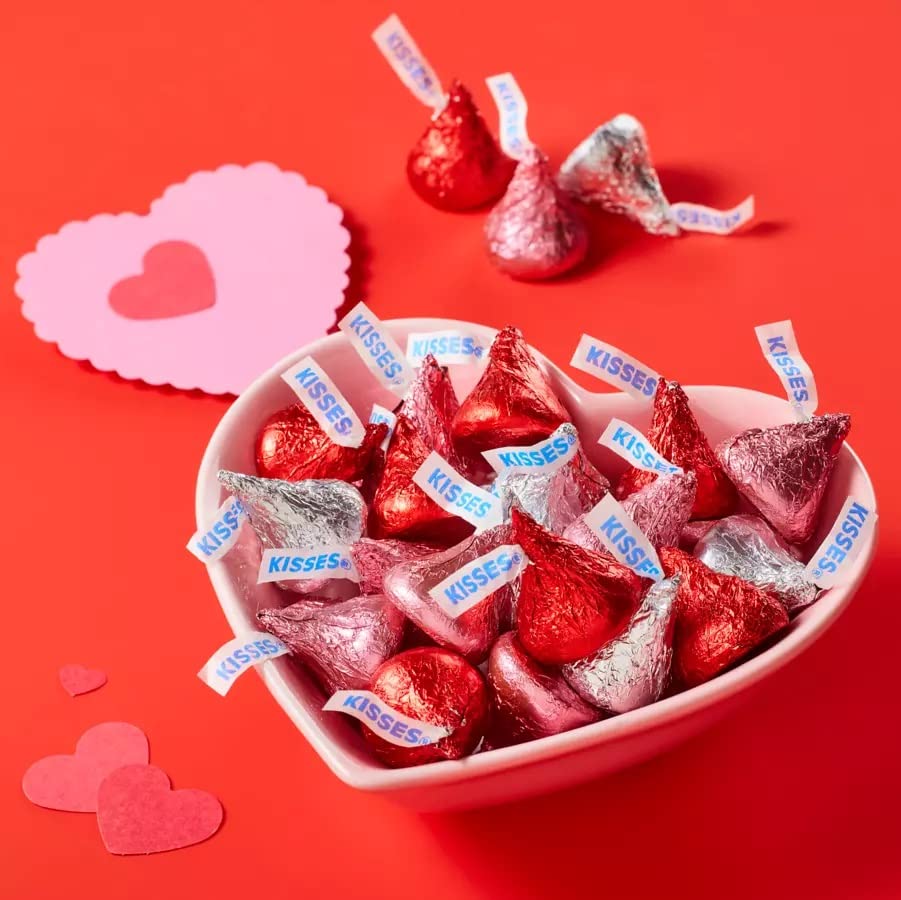 Hershey's Valentine's Day Kisses Milk Chocolate Candy Pink, Red and