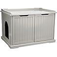 TRIXIE XL Furniture Litter Box Enclosure (Gray), Hidden Litter Box for Cats with Openings on Either Ends & Large Ventilations Slots, Double Doors for Easy Cleaning, Removable Divider
