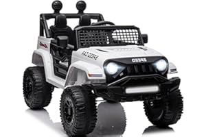 BKIRNP 12V Ride On Car, Electric Car for Kids, 12V Ride on Toys, Kids Cars with 3 Speeds Adjustable w/Bluetooth, Parent Remote Control, Spring Suspension, AUX Port-White