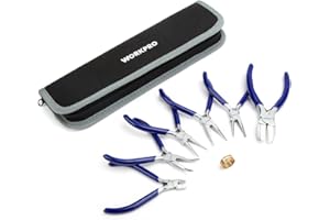 WORKPRO Jewelry Plicers Set, 7-Piece Jewelry Making Tools Kit with Needle Round Nose Plier and Bent Nose Plier Wire Cutter for Jewelry Repair, Beading, Wire Wrapping, Crafts, with Carrying Pouch
