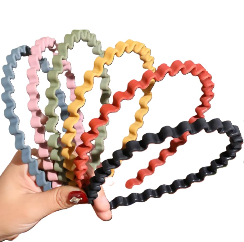 7 pcs Premium Quality Metal Spring Wave Hair Bands, Elastic Wavy Hair Hoops, Men Women's Headbands, Unisex Black Hairbands, Sport Hair Clips for Outdoor Sports,Daily Wear Accessories