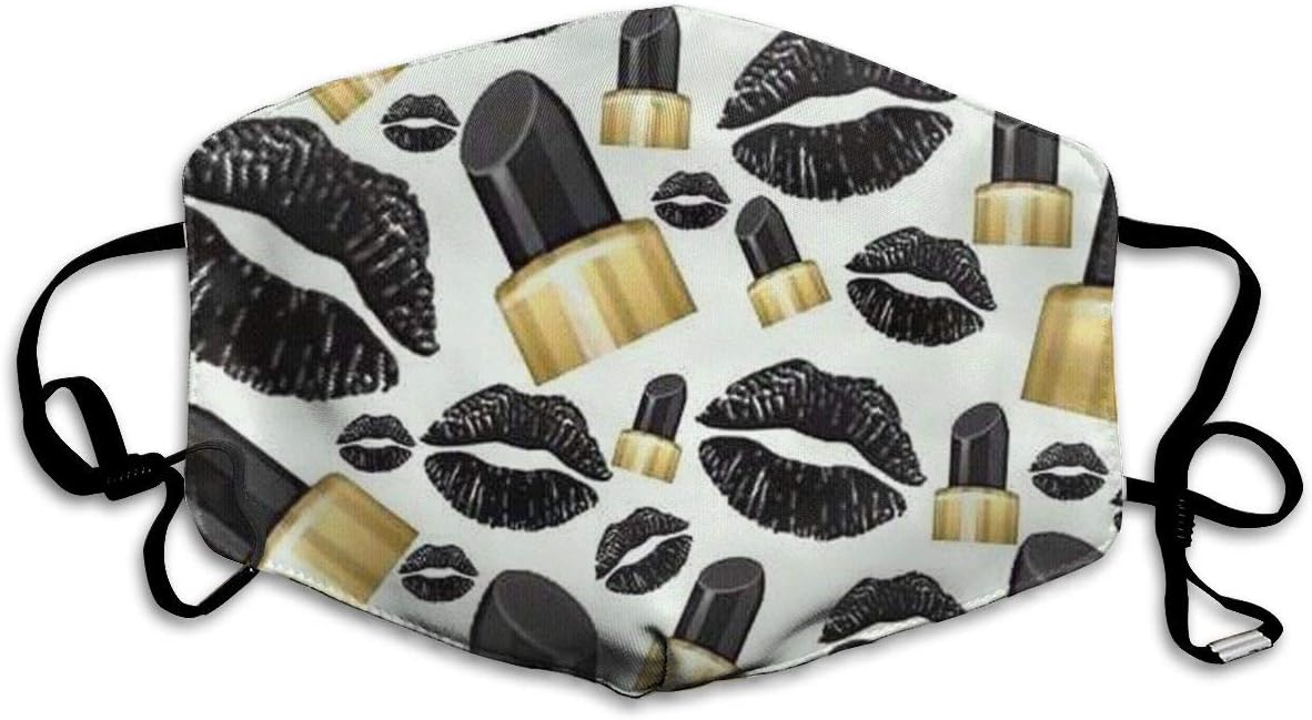HOODSWOP Mouth Mask Cool Black Lipstick Lips Printed Dust Face Mask for Dust Mouth Mask Anti-Dust Mask for Women and Men