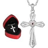 Gaehsmide Mustard Seed Cross Necklace for Women Faith Mustard Seed Jewelry Necklace Religious Christian Gifts for Women