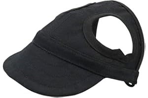 OTKARXUS Dog Baseball Cap,1PC Pet Summer Beach Peaked Cap Dog Hat with Ear Holes, Adjustable Cat Visor Sunbonnet Hat for Small Medium Large Dogs (Solid Black, Medium)