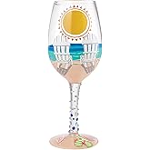 Enesco Designs by Lolita Sun on the Beach Artisan Hand-Painted Wine Glass, 15 Ounce, Multicolor